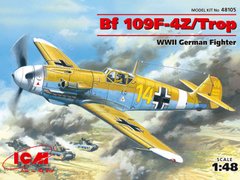 Сборная модель 1/48 самолет Месершмит Bf 109F-4Z/Trop, немецкий истребитель ICM 48105