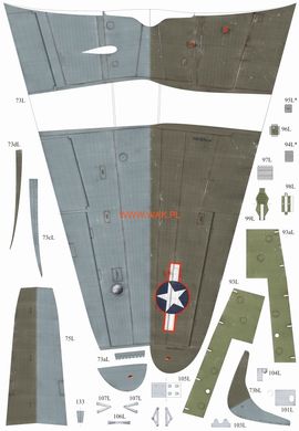 Бумажная модель 1/33 американский тяжелый истребитель и самолет-разведчик P-38H Lightning WAK 6/22