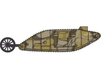 Сборная модель 1/76 британский танк British IWW tank Mark I Female (female version) Airfix 02337