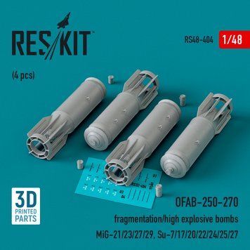 Масштабная модель 1:48 осколочно-фугасные бомбы OFAB-250-270 (4 шт.) Reskit RS48-0404