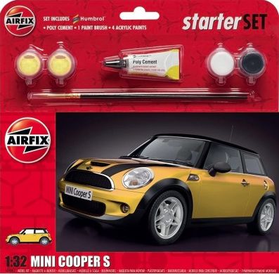 Prefab model 1/32 car 55310 MINI Cooper S Yellow Starter kit Airfix A55310