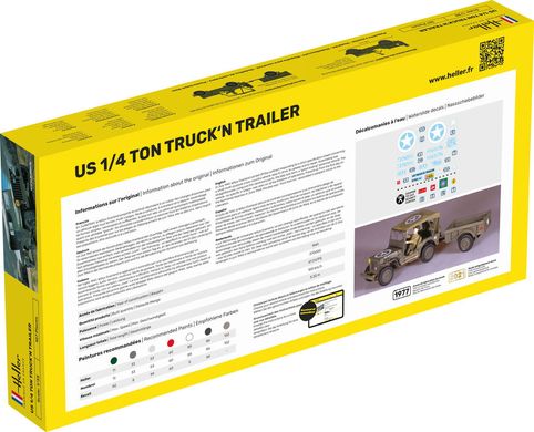 Збірна модель 1/35 джип US 1/4 Ton Truck'n Trailer - Starter Kit Heller 57105