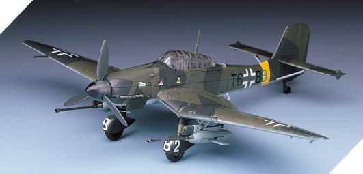 Assembled model 1/72 bomber Ju-87G-1 Stuka Tank Buster Academy 12450