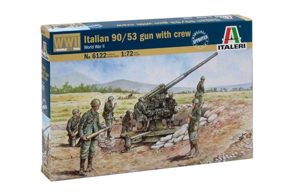 Сборная модель 1/72 итальянское орудие 90/53 с расчетом Вторая Мировая Война Italeri 6122