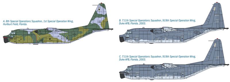 Збірна модель 1/72 військового літака MC-130E Hercules Combat Talon Italeri 1369
