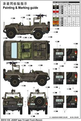 Сборная модель 1:35 японский военный внедорожник JGSDF Type 73 Light Truck Trumpeter 05519