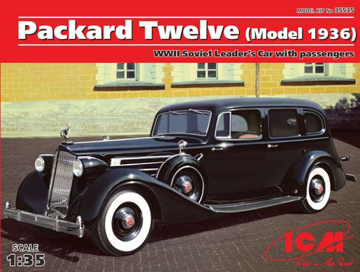 Сборная модель 1/35 Packard Twelve (модель 1936 г.) Автомобиль советского руководства времен Второй мировой войны с пассажирами (5 фигур) ICM 35535