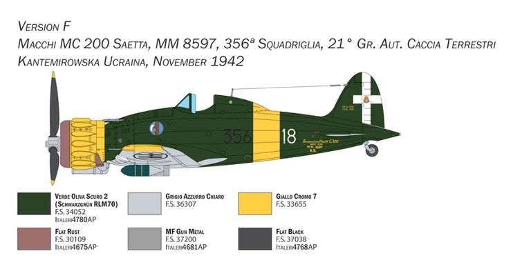 Сборная модель 1/48 самолет Macchi C.200 Serie XXI-XXIII Italeri 2767