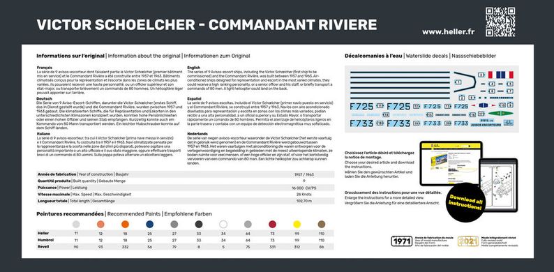 Сборная модель 1/400 фрегат Victor Schoelcher Commandant Riviere Стартовый набор Heller 57015