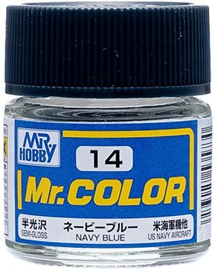 Нитрокраска Mr. Color solvent-based (10 ml) NAVY Blue semigloss US NAVY Aircraft/ темно-синий C14