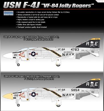 Assembled model 1/48 aircraft F-4J "VF-84 Jolly Rogers" Academy 12305