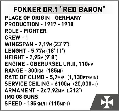 Учебный конструктор 1/32 немецкий самолет Красный Барон Fokker Dr.1 СОВI 2986