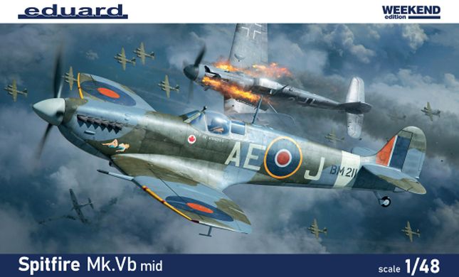 Assembled model 1/48 plane Spitfire Mk.Vb mid WEEKEND edition Eduard 84186