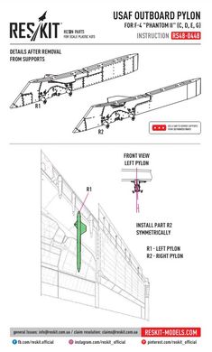 Масштабная модель 1/48 пилоны ВВС США для F-4 "Phantom II" Reskit RS48-0448, В наличии