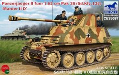 Assembled model 1/35 tank Panzerjaeger II fuer 7.62 cm PaK 36 (Sd.Kfz. 132) Marder II D Bronco CB35097