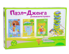 Дерев'яна розвиваюча іграшка Пазл-Дженга Strateg українською мовою (30979)