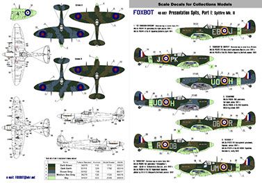 Decal 1/48 Spitfire Mk. II (Part 1, Presentation Sessions) Foxbot 48-002, In stock