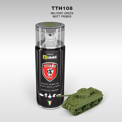 Краска спрей для пластика, металла и смолы грунт военный зеленый матовый 400 мл TITANS HOBBY TTH108