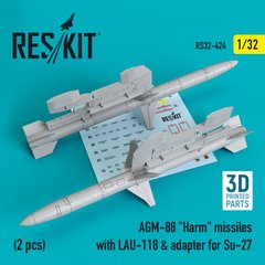 Scale model of AGM-88 "Harm" missile with LAU-118 and adapter for Su-27 (2 pcs.) (1/32) Reskit RS32-042, Out of stock