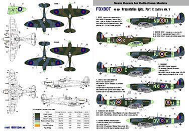 Декаль 1/48 Spitfire Mk. V (Part 2, Presentation Spits) Foxbot 48-004, В наличии