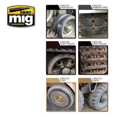 Набір акрилових фарб Колеса і гусениці Tires and Tracks Colors Set Ammo Mig 7105