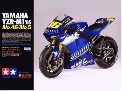 Збірна модель 1/12 мотоцикл Yamaha YZR-M1 '05 No.46/No.5 Tamiya 14116