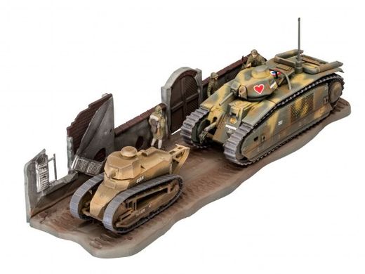 Assembled model 1/76 tanks Char B1 bis + Renault FT.17 Revell 03278