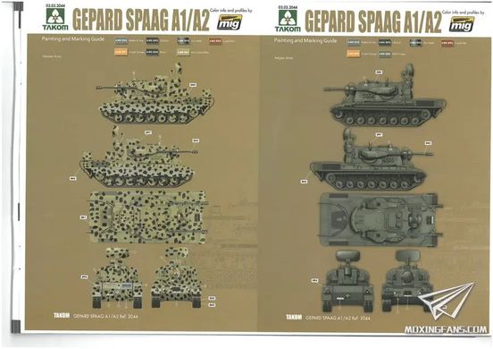 Assembly model 1/35 Gepard A1/A2 anti-aircraft self-propelled gun 2 in 1 limited edition Takom 2044x