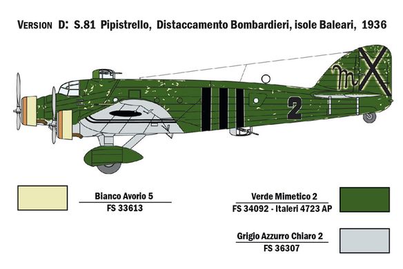 Збірна модель 1/72 гвинтового літака Savoia-Marchetti SM.81 Pipistrello Italeri 1388