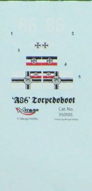 Збірна модель 1/350 корабля A86 Torpedoboot Mirage-Hobby 350505