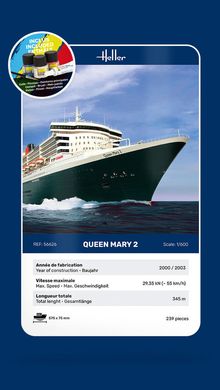 Сборная модель 1/600 океанский лайнер Queen Mary 2 Стартовый набор Heller 56626