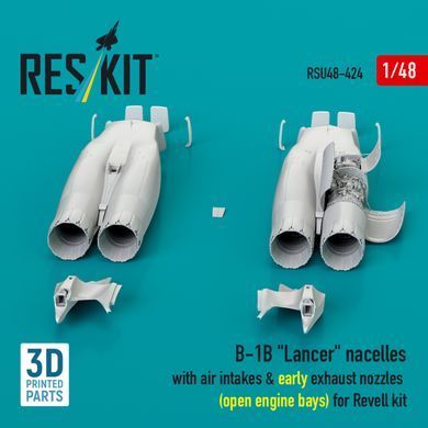 Масштабная модель 1:48 ранних гондол B-1B "Lancer" с повітрозабірниками и выпускными форсунками (открытый моторный выдсік) для комплекта Revell Reskit