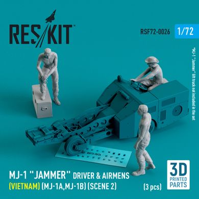 1/72 Scale MJ-1 "Jammer" Driver and Aviators (Vietnam) (MJ-1A,MJ-1B) (Scene 2) (3pcs) (3D Print) Reskit RSF72-0026, In stock