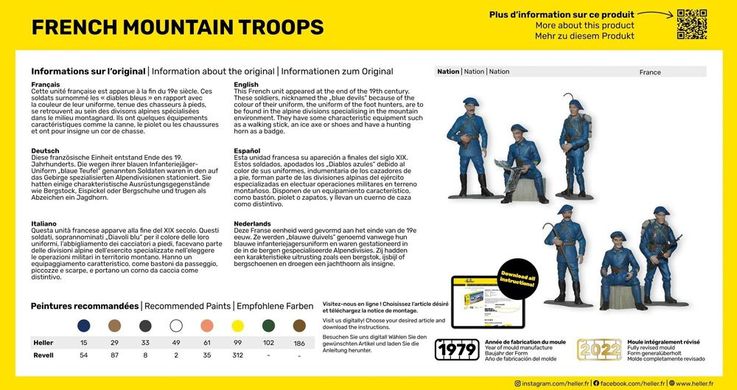 Assembled model 1/35 figures French Mountain Troops Heller 81223