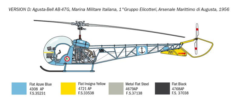 Сборная модель 1/48 транспортно-смотровой вертолет OH-13 Sioux Italeri 2820