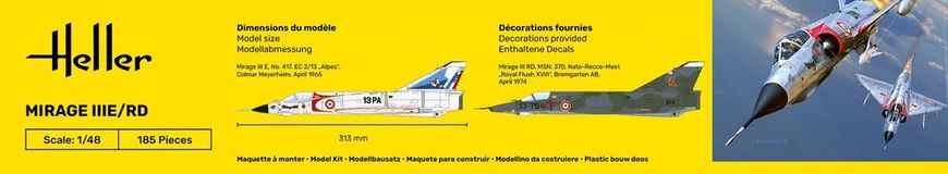Сборная модель 1/48 реактивный самолет Mirage IIIE/RD Стартовый набор Heller 35422