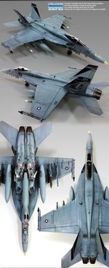 Assembled model 1/72 fighter USN F/A-18E VF-143 "Pukin Dogs" Academy 12547