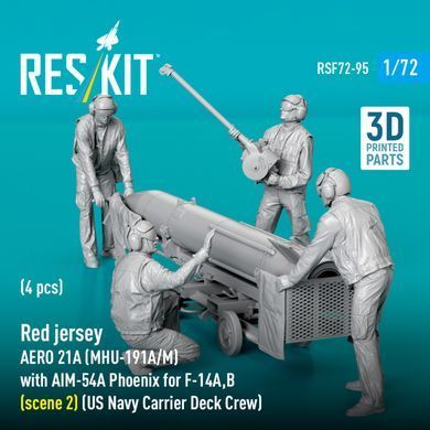 Figures 1:72 Red Shirt (4 pcs.) AERO 21A (MHU-191A/M) (1 pc.) with AIM-54A Phoenix (1 pc.) for F-14A,B (scene 2) Reskit RSF72-0095