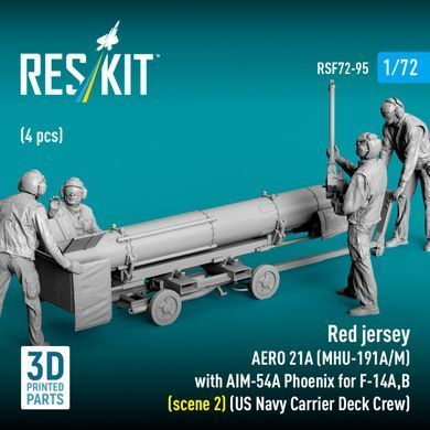 Figures 1:72 Red Shirt (4 pcs.) AERO 21A (MHU-191A/M) (1 pc.) with AIM-54A Phoenix (1 pc.) for F-14A,B (scene 2) Reskit RSF72-0095