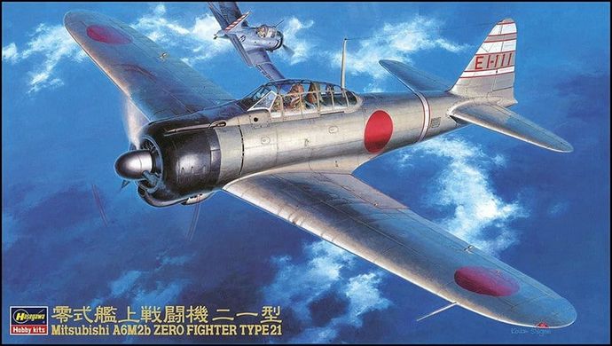 Сборная модель 1/48 истребитель Mitsubishi A6m2b Zero Fighter Type 21 (Zeke) JT43 Hasegawa 09143