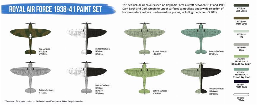 Набор акриловых красок для Королевских ВВС (1938-1941) 8x17ml Hataka Hobby HTK-BS121