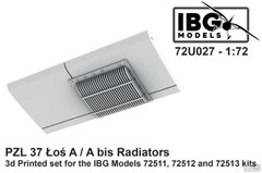 Сборная модель 1/72 3D Printed Set PZL 37 Loś A/A bis Radiators - для IBG Kits IBG Models 72U027, В наличии