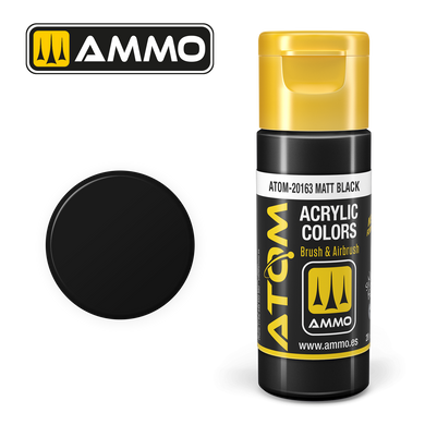 Acrylic paint ATOM Matt Black Ammo Mig 20163