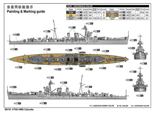 Сборная модель 1/700 легкий британский крейсер Калькутта HMS Calcutta Trumpeter 06741