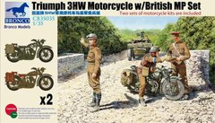 Сборная модель 1/35 мотоцикла British Triumph 3HW с британской военной полицией Bronco CB35035