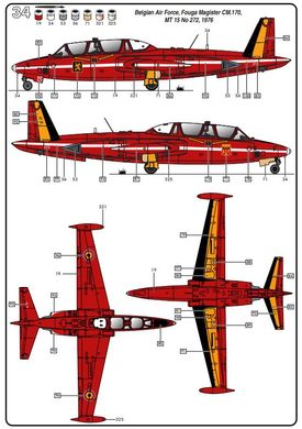 Сборная модель 1/48 реактивный самолет Fouga Magister CM 170 Heller 30510