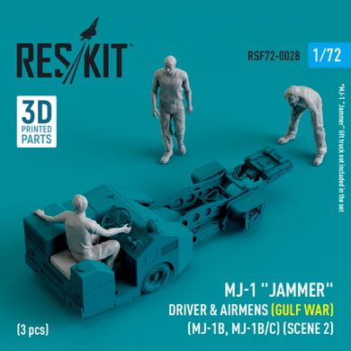 1/72 Scale MJ-1 "Jammer" Driver and Aviators (Gulf War) (MJ-1B, MJ-1B/C) (Scene 2) (3pcs) (3D Print) Reskit RSF72-0028, In stock