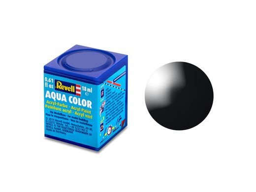 Акриловая краска Черный, глянцевый, 18 мл. Aqua Color Revell 36107