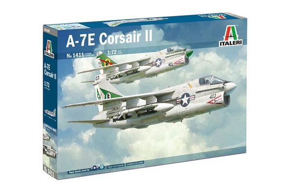 Assembled model 1/72 A-7E Corsair II Italeri 1411 aircraft