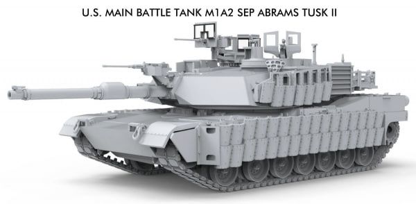 Assembled model 1/72 tank M1A2 SEP ABRAMS Tusk II Meng 72-003